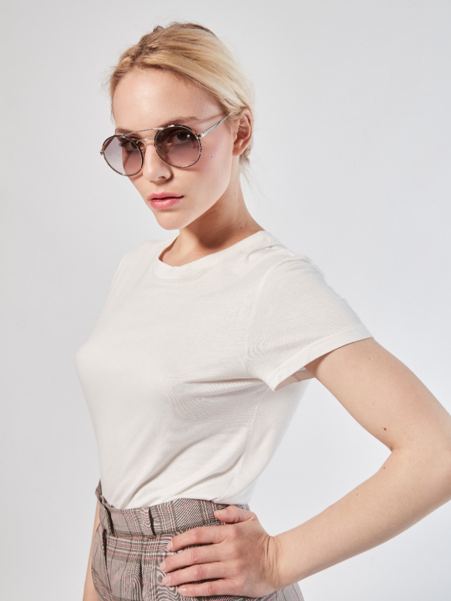 Tops Helene Galwas | Franca White Short Sleeve Shirt