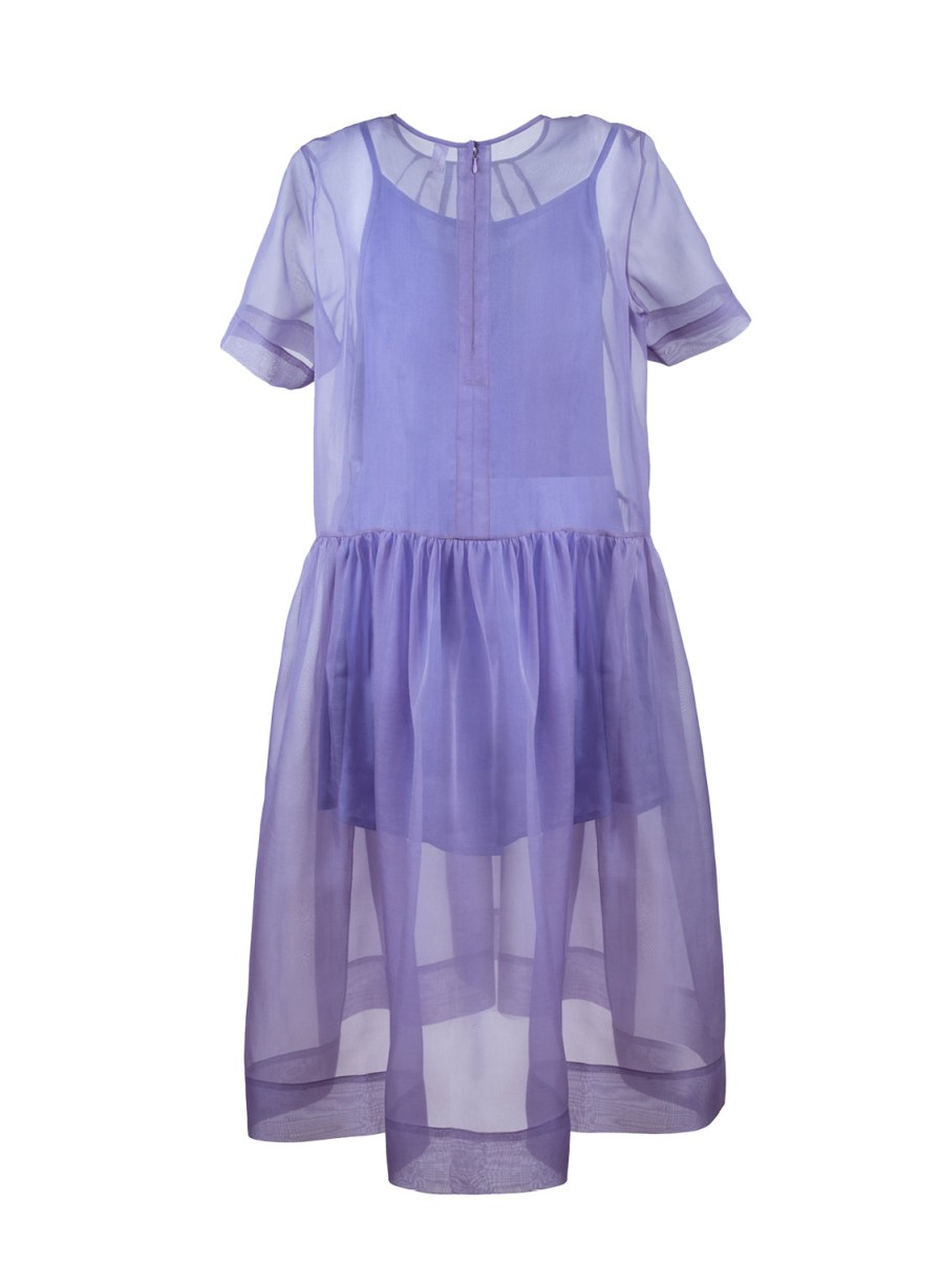 Dresses Helene Galwas | Dascha Purple Midi Dress Made Of Organza Silk