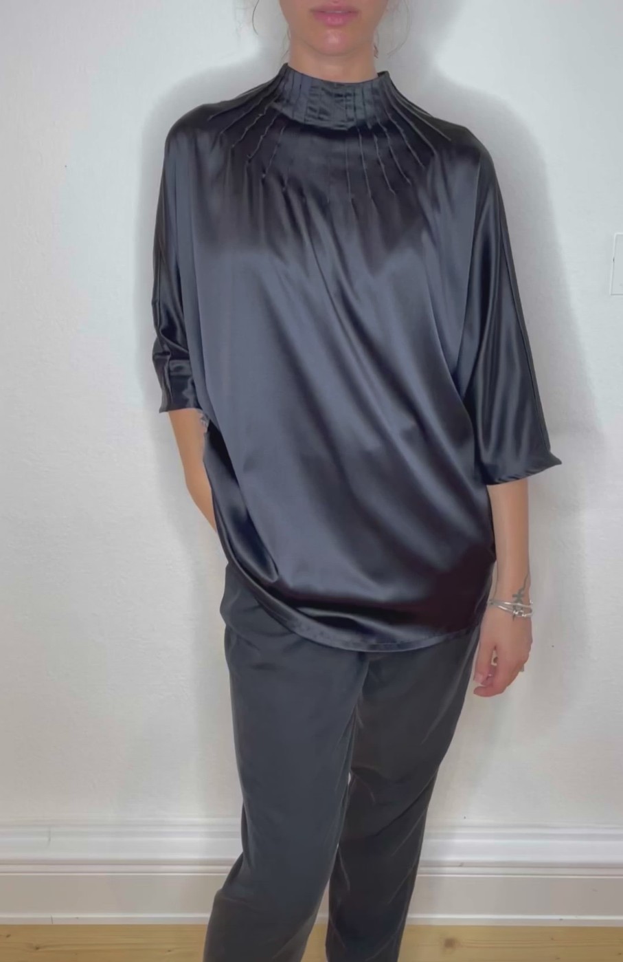 Blouses Helene Galwas | Camellia Long Sleeve Black Blouse