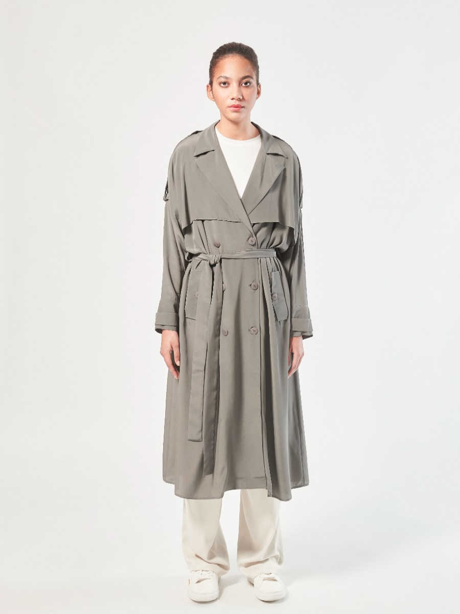 Coats Helene Galwas | Feline - Silk Trench Coat