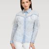 Blouses Helene Galwas | Andrea Stripes In White And Light Blue Blouse