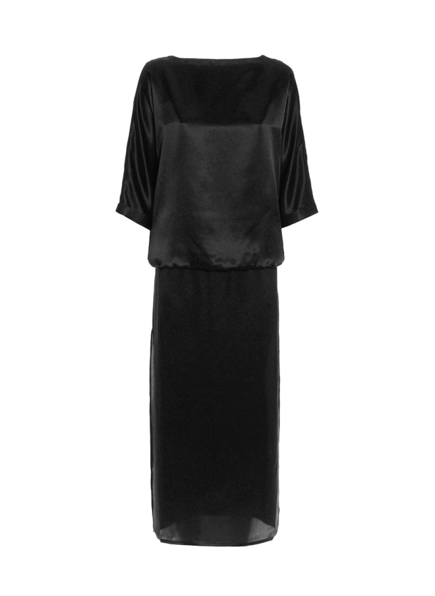 Dresses Helene Galwas | Cat Black Silk Maxi Dress