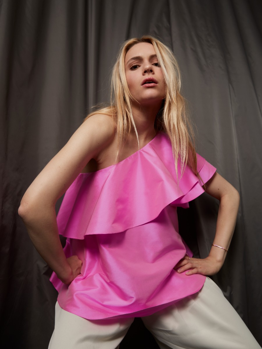 Blouses Helene Galwas | Fenja One-Shoulder Rosa Bluse