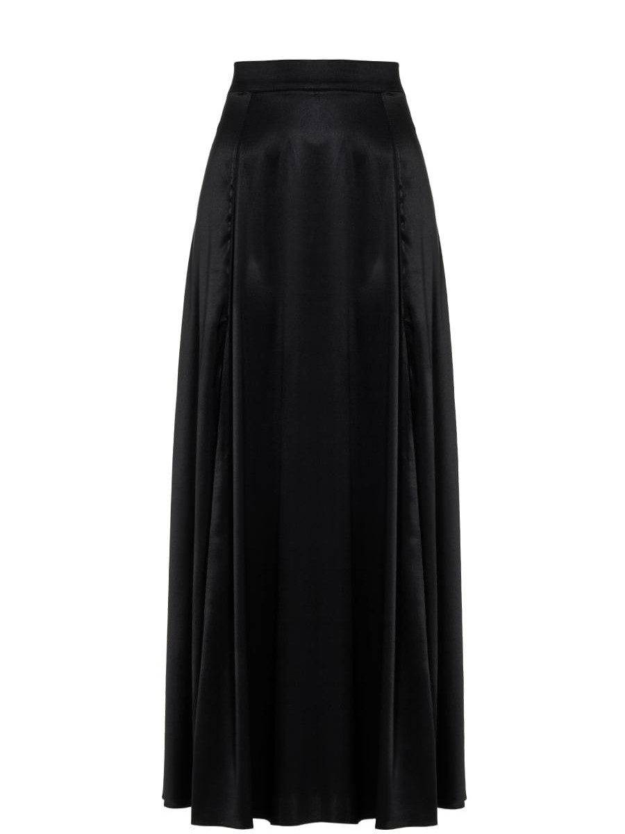 Skirts Helene Galwas | Anastasia Satin Silk Black Floor Length Skirt