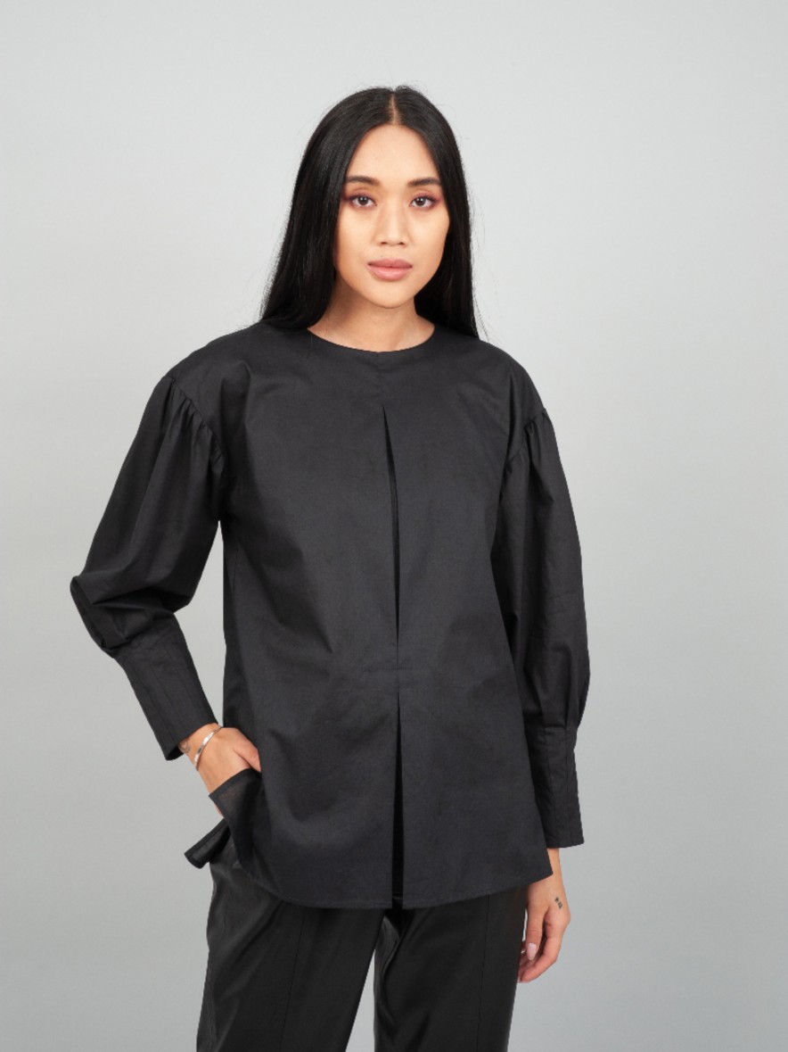 Blouses Helene Galwas | Edelfa Long Sleeve Black Blouse