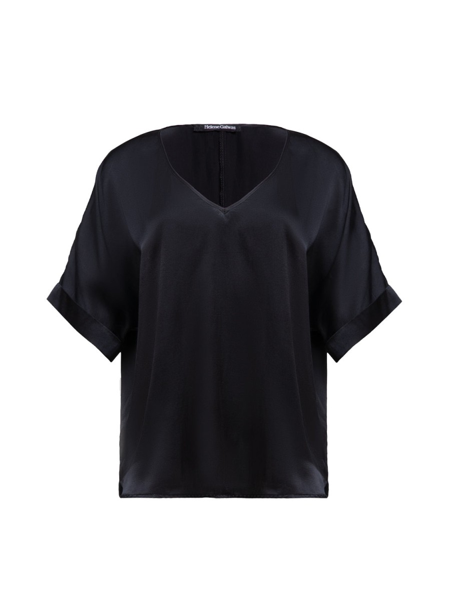 Blouses Helene Galwas | Dolores Short Sleeve Black Blouse