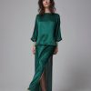 Dresses Helene Galwas | Cat Green Silk Maxi Dress