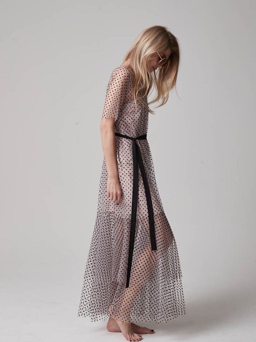 Dresses Helene Galwas | Belinda Midi Dress Made Of Tulle With Dots