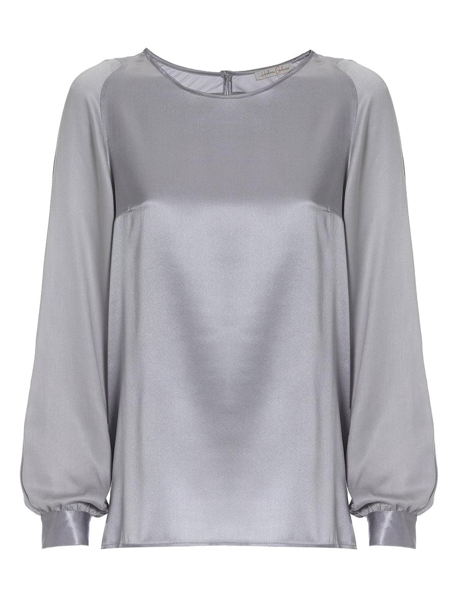 Blouses Helene Galwas | Alina Long Sleeves Silver Blouse.