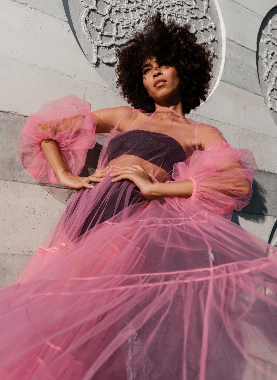 Bademoden Helene Galwas | Alena Neon Rose Tulle Maxi Dress