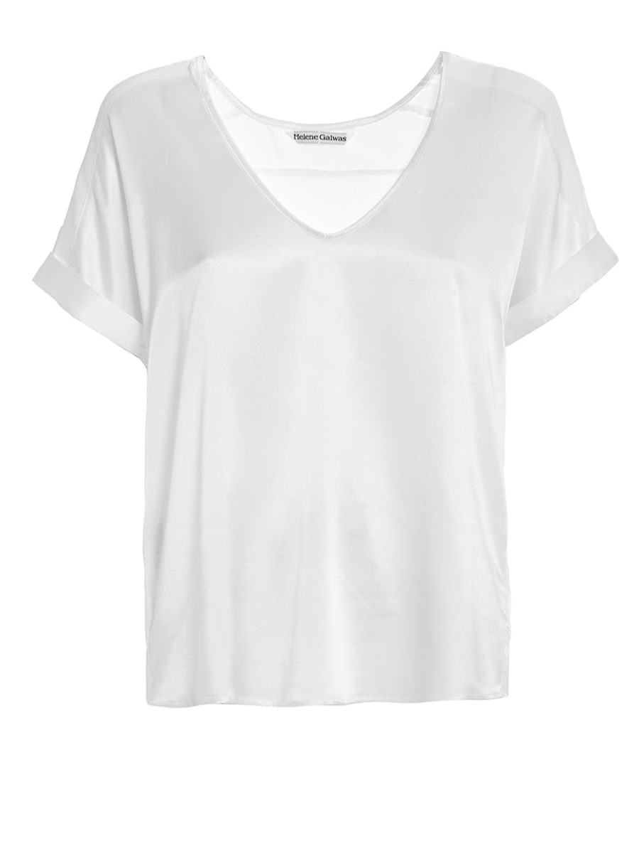 Tops Helene Galwas | Ava Short Sleeve White Shirt