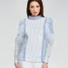 Blouses Helene Galwas | Astrit Stripes In White And Light Blue Blouse