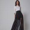 Skirts Helene Galwas | Anastasia Chiffon Silk Black Floor Length Skirt