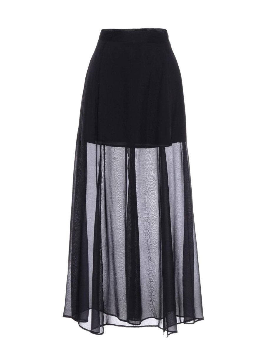 Skirts Helene Galwas | Anastasia Chiffon Silk Black Floor Length Skirt