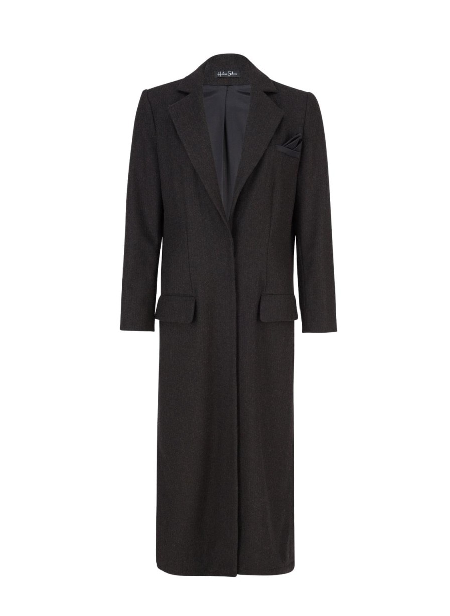 Coats Helene Galwas | Bahira - Cashmere Wool - Long Wool Coat With Intricate Details