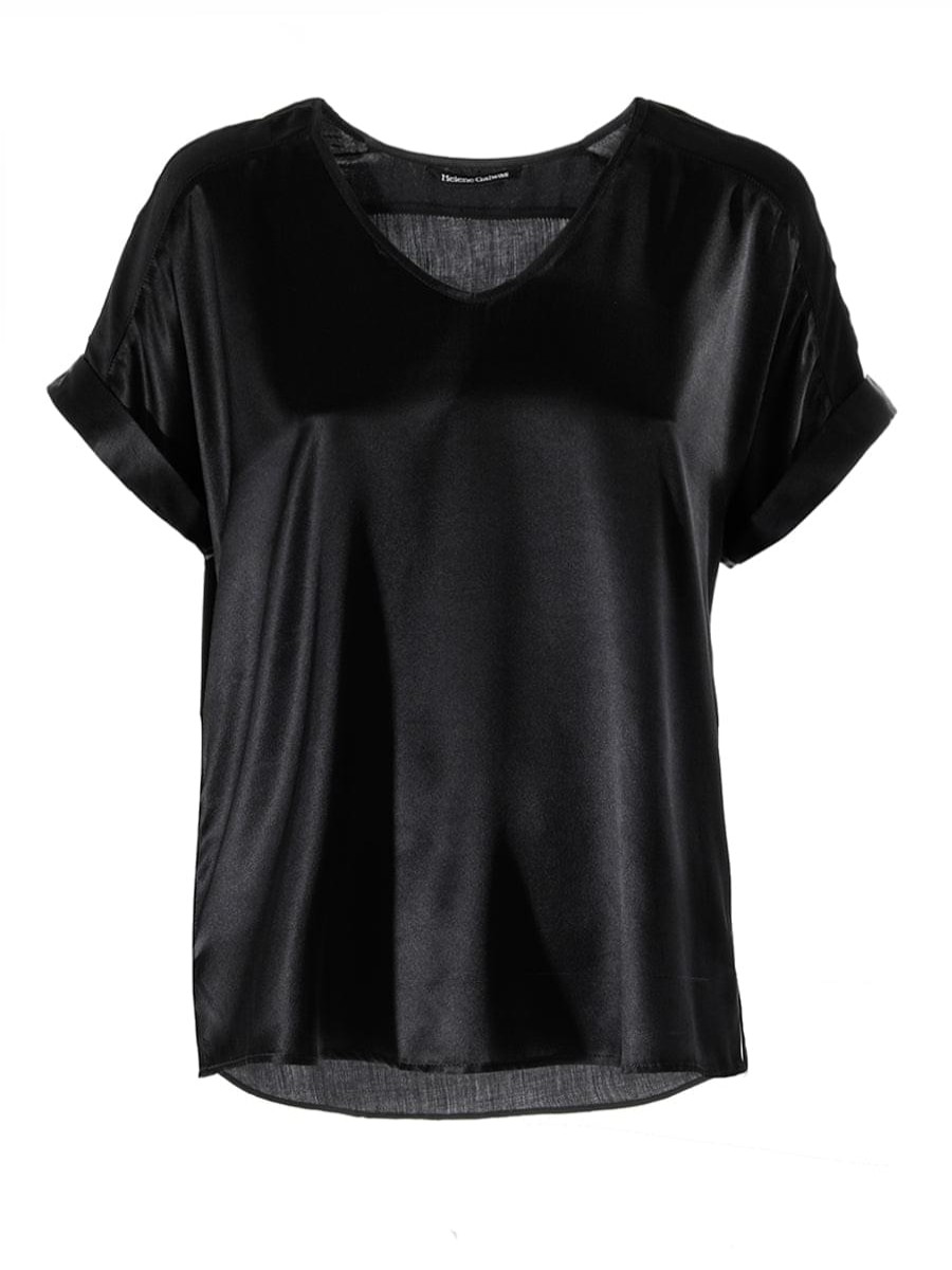 Tops Helene Galwas | Ava Short Sleeve Black Shirt