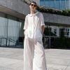 Pants Helene Galwas | Gerit - Silk - Wide White Cropped Trousers