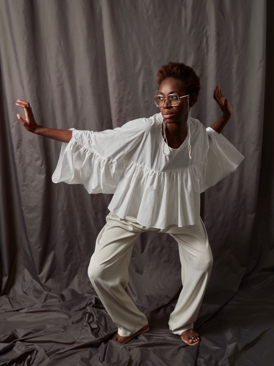 Blouses Helene Galwas | Faride Long Sleeve White Blouse