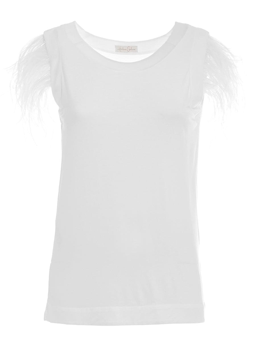 Tops Helene Galwas | Anabel White Top With Removable Feathers