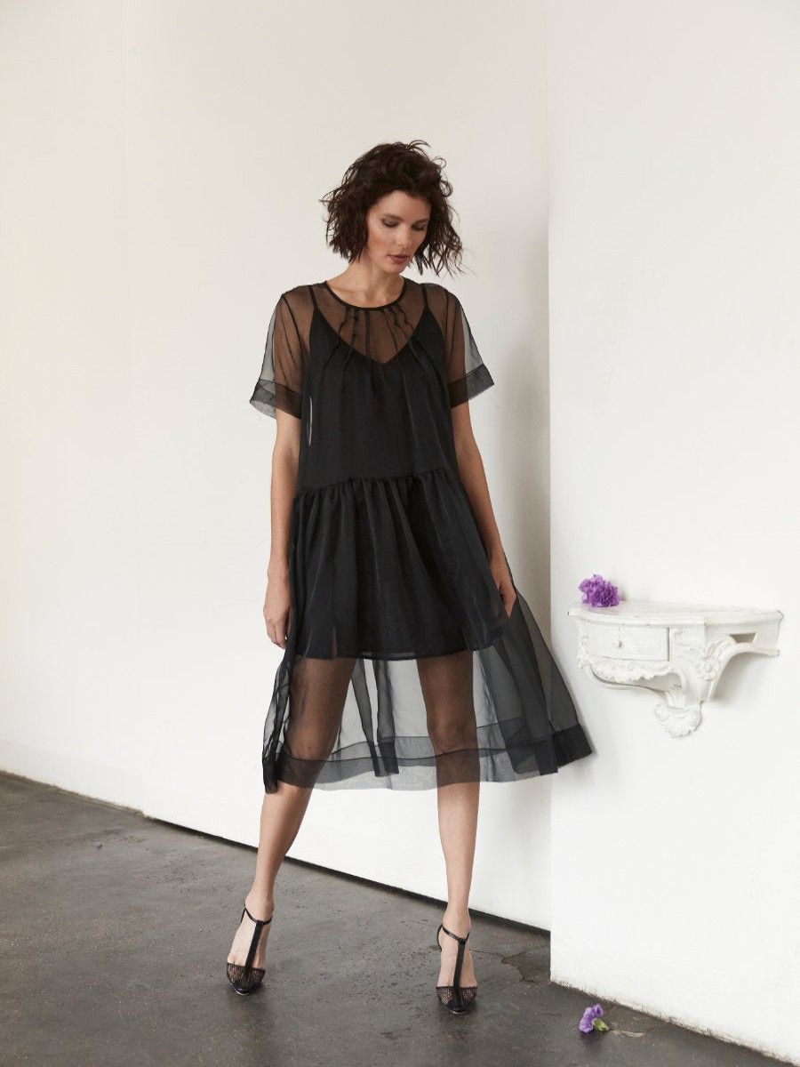 Dresses Helene Galwas | Dascha Midi Dress Made Of Organza Silk