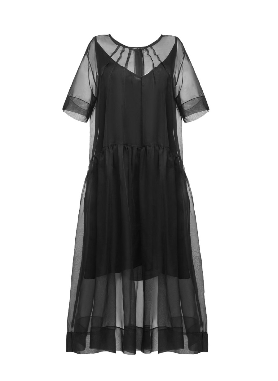 Dresses Helene Galwas | Dascha Midi Dress Made Of Organza Silk