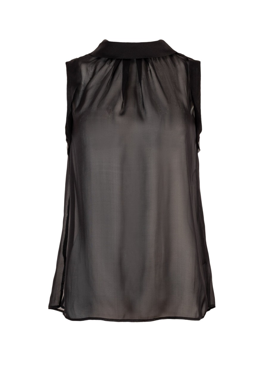 Tops Helene Galwas | Benice - Sleeveless Chiffon Silk Blouse