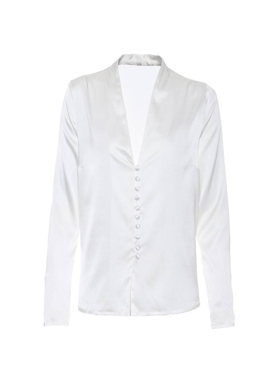 Blouses Helene Galwas | Beatrice Long Sleeve White Blouse