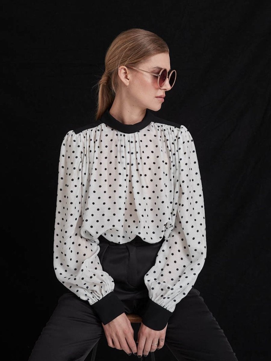 Blouses Helene Galwas | Bibi Long Sleeve Polkadots Blouse